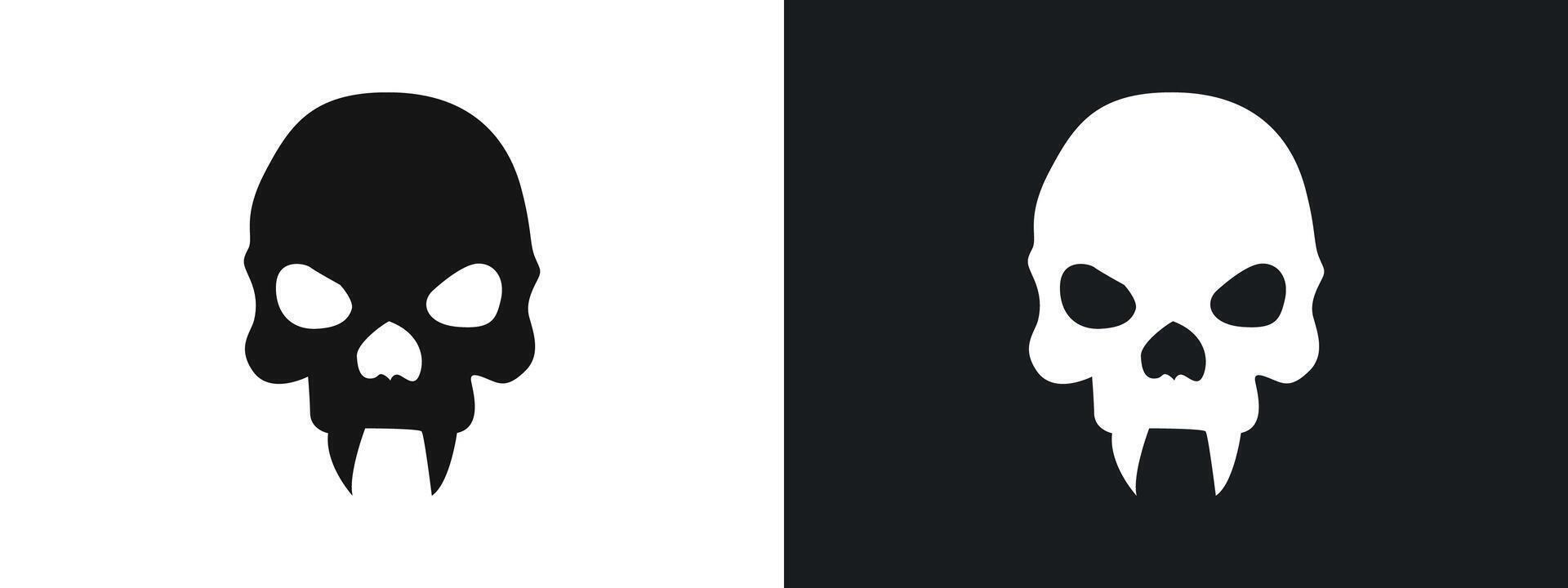 Evil skull icon linear graphics set in black vector