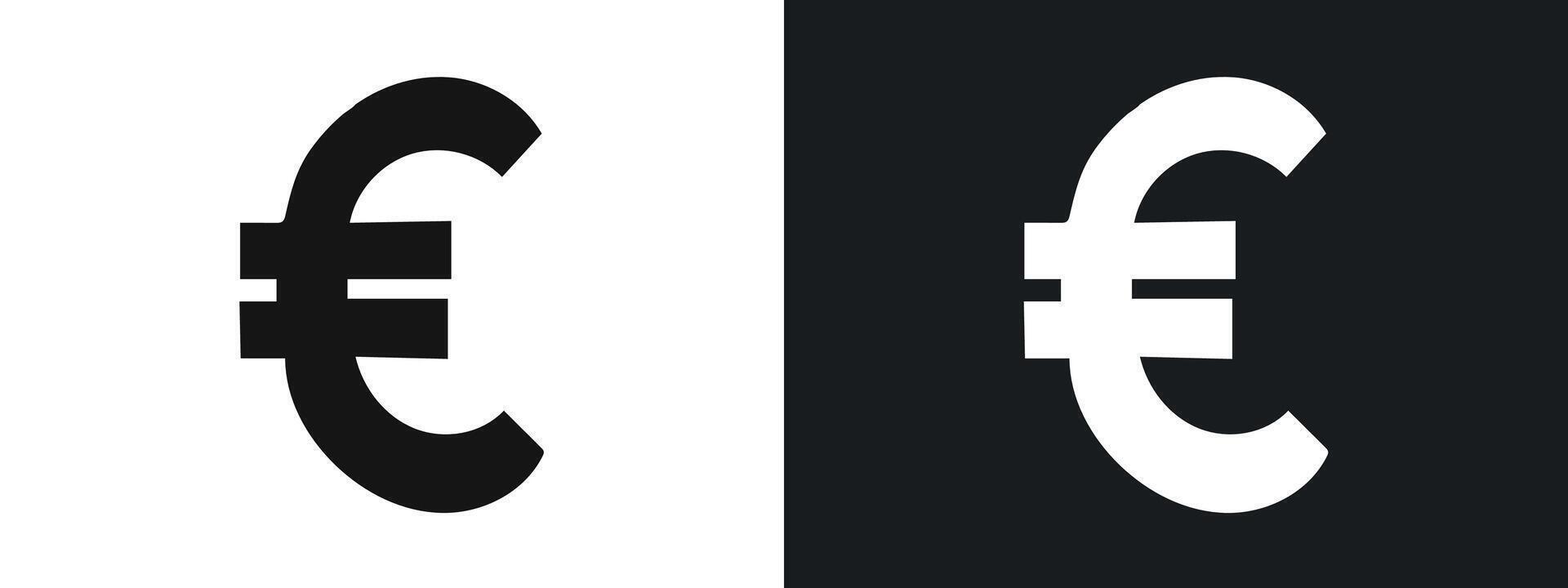 euro sign icon linear graphics set in black vector