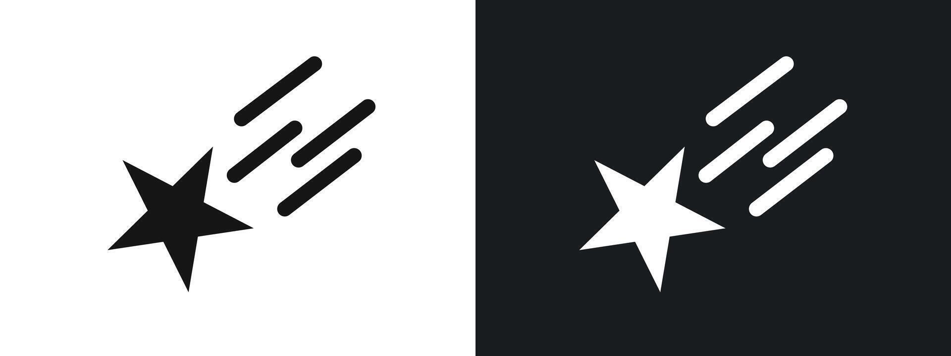 Falling Star Icon linear graphics set in black vector
