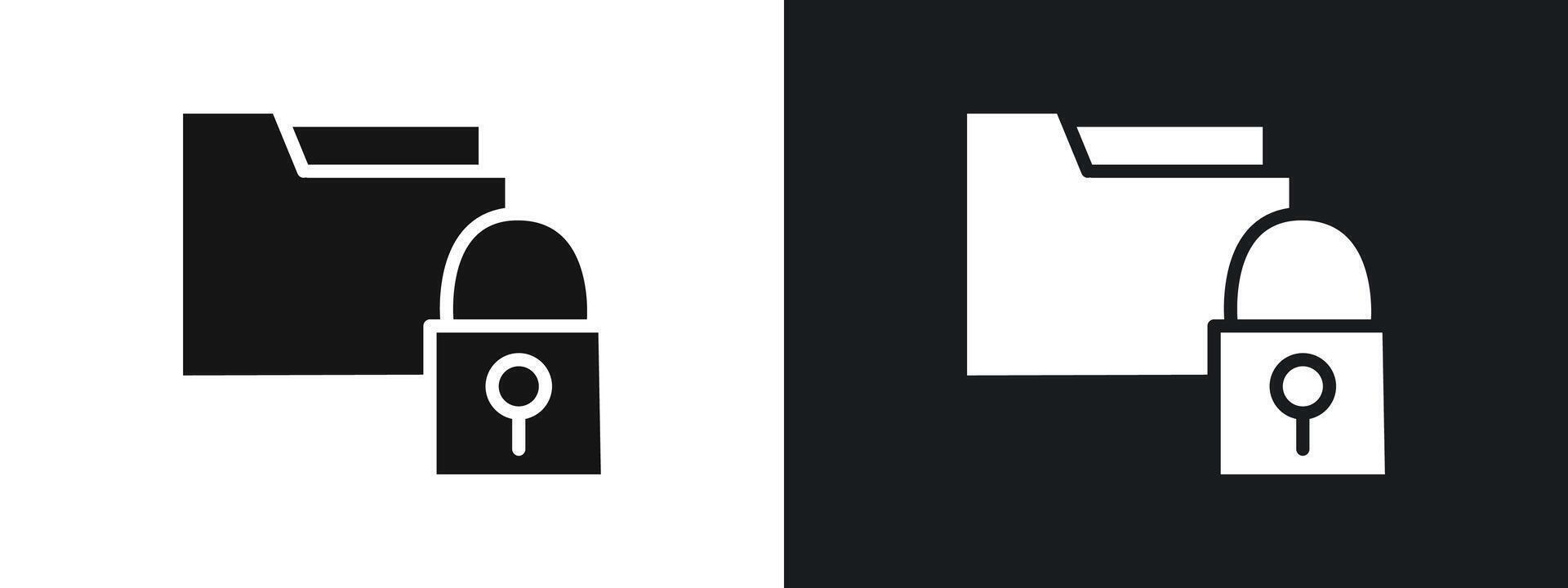 Files and Folders Security icon linear graphics set in black vector