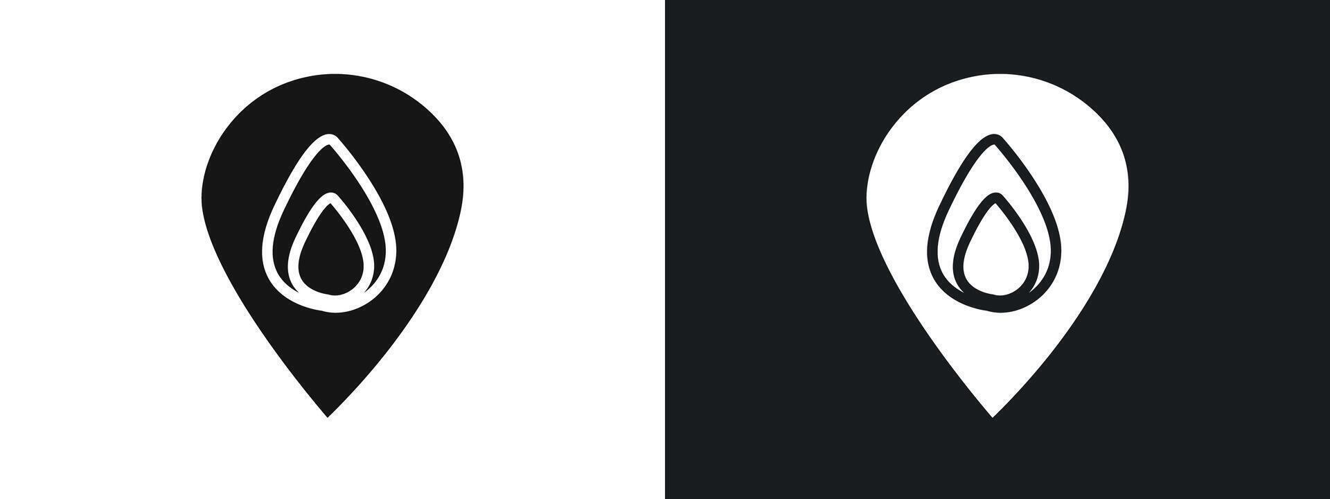 fire location icon linear graphics set in black vector