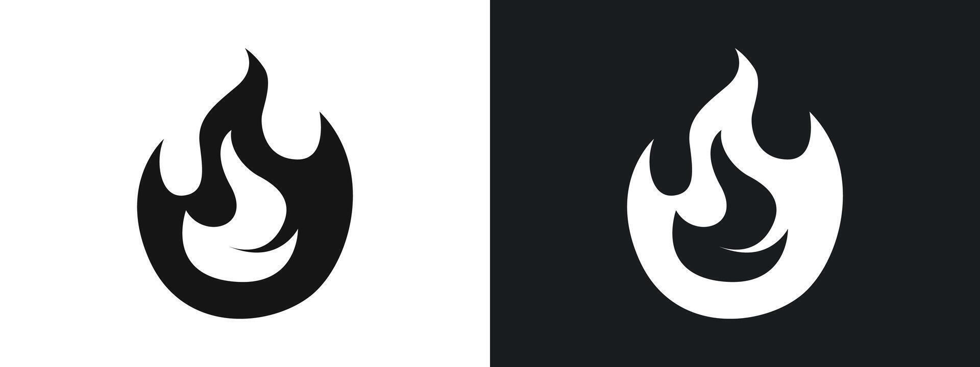 Fire Icon linear graphics set in black vector