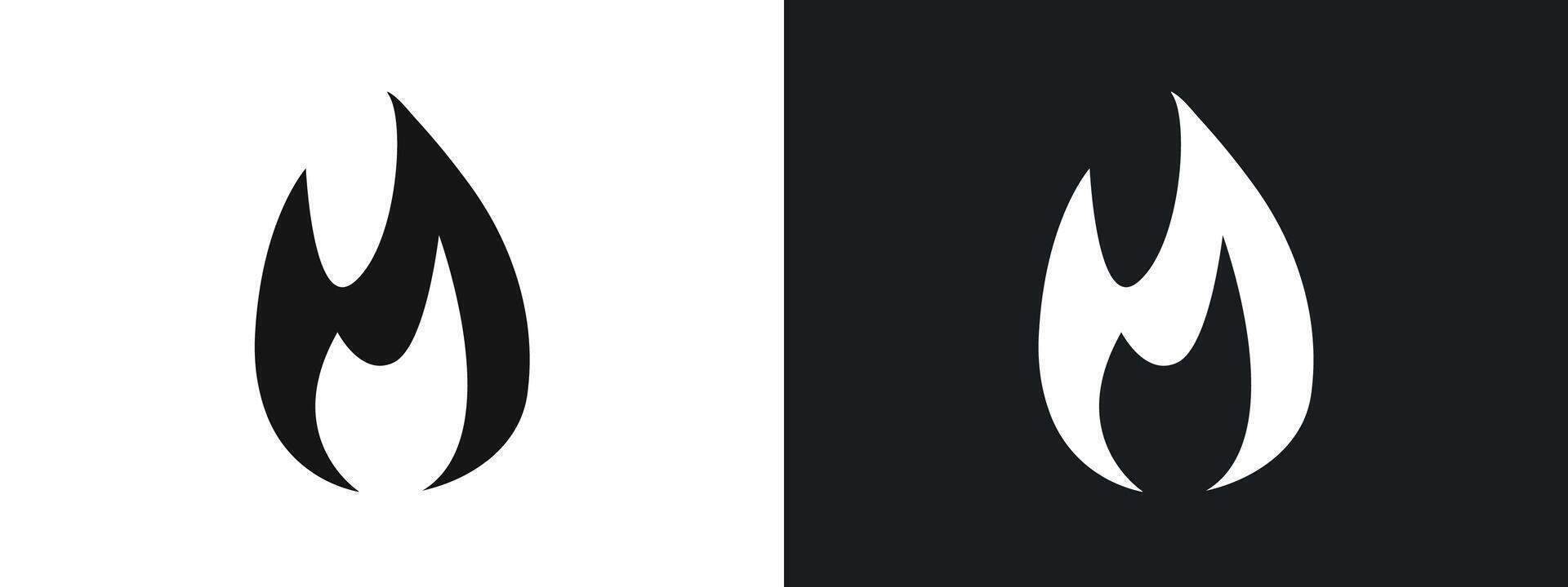 Flame Fire Icon linear graphics set in black vector