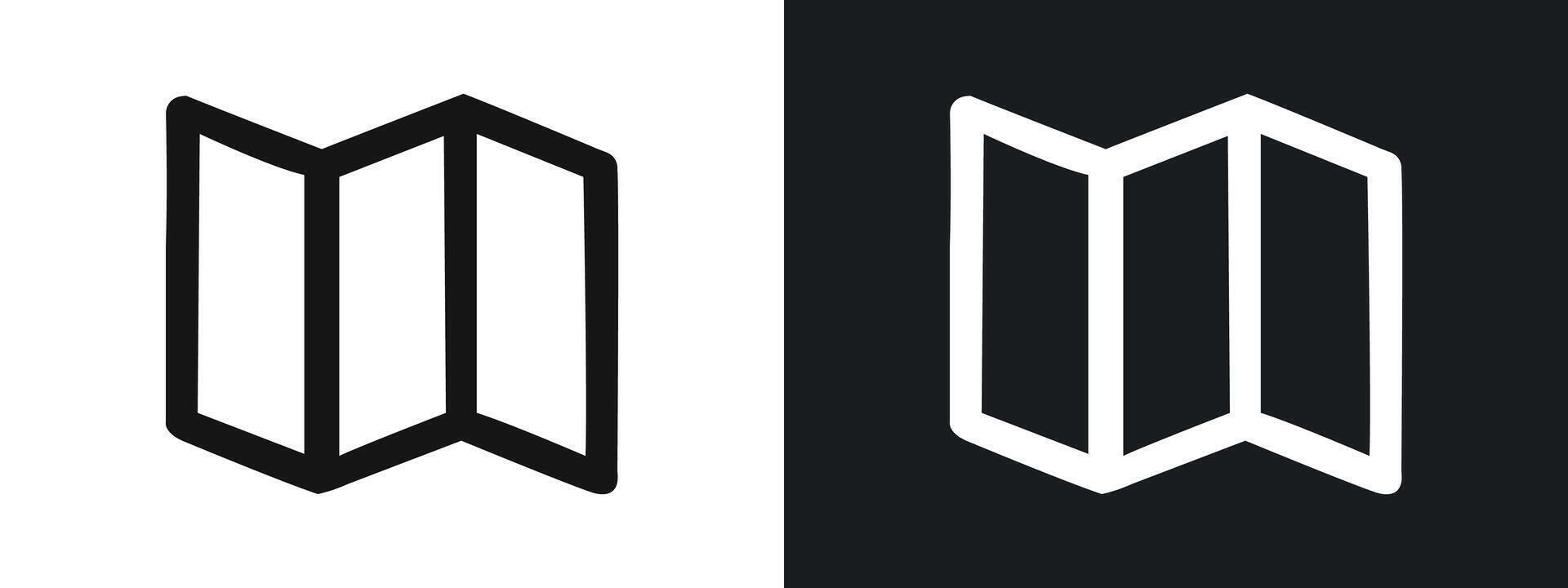 Folded Paper Icon linear graphics set in black vector