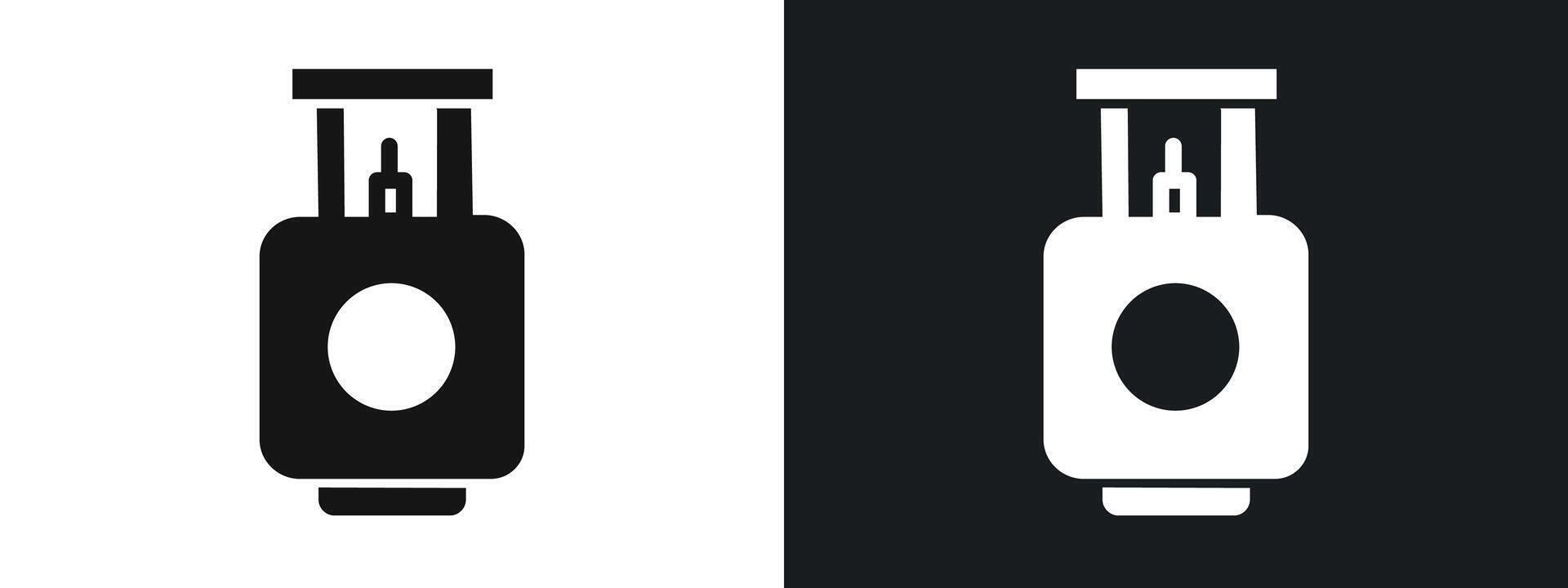 Gas cylinder icon linear graphics set in black vector