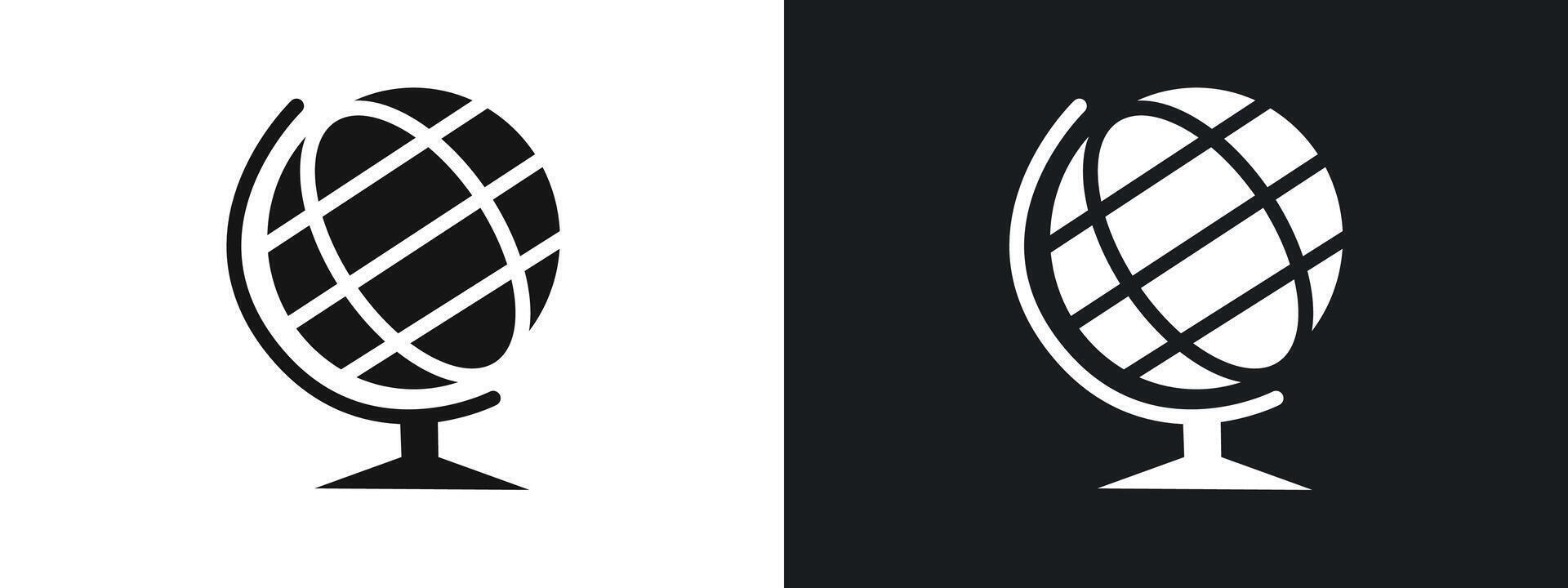 globe icon linear graphics set in black vector