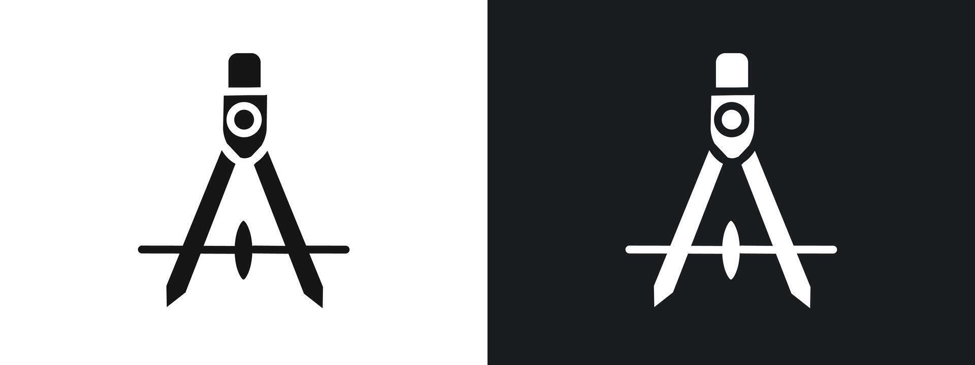 Geometric compass icon linear graphics set in black vector