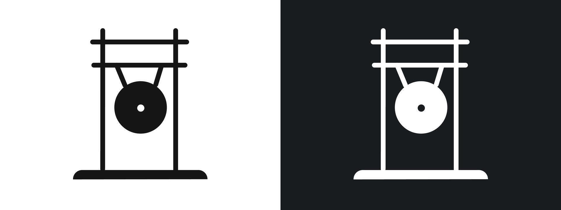 gong icon linear graphics set in black vector
