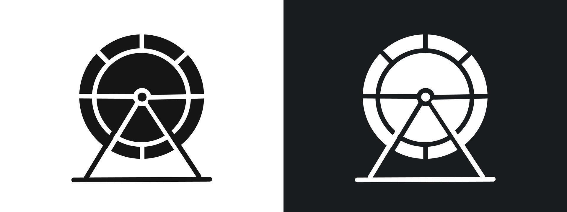 Hamster wheel icon linear graphics set in black vector
