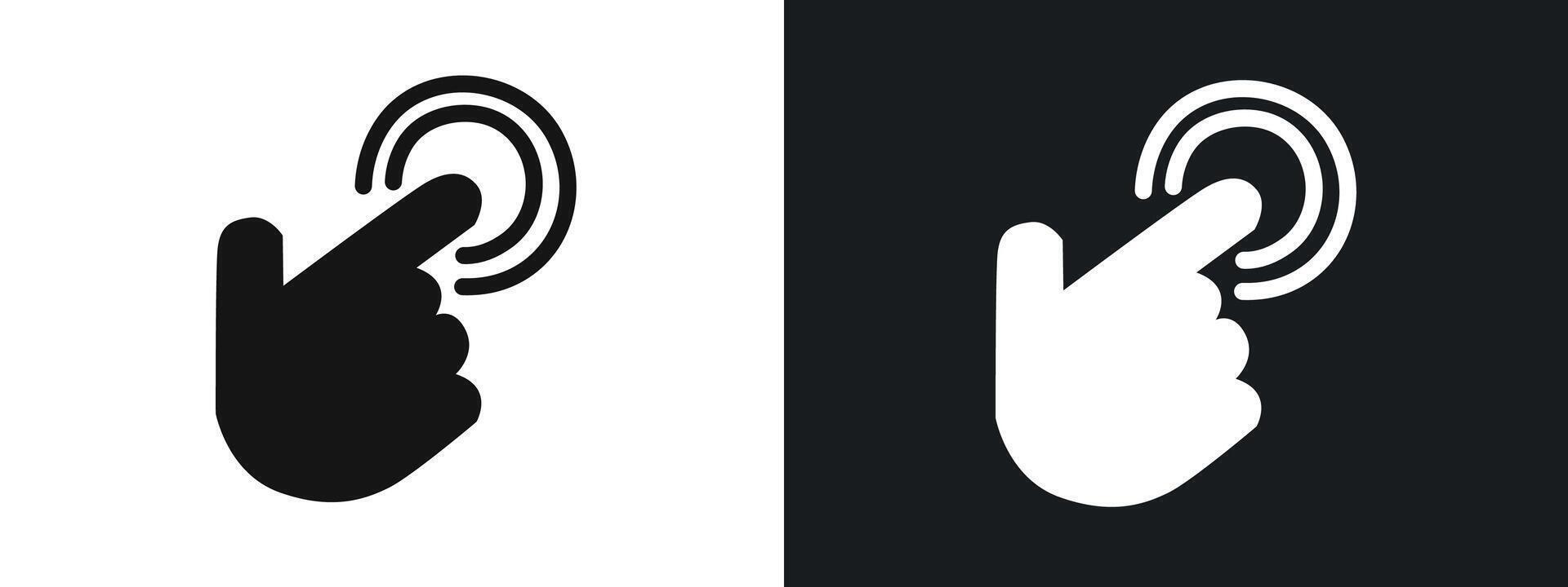 Hand clicking icon linear graphics set in black vector
