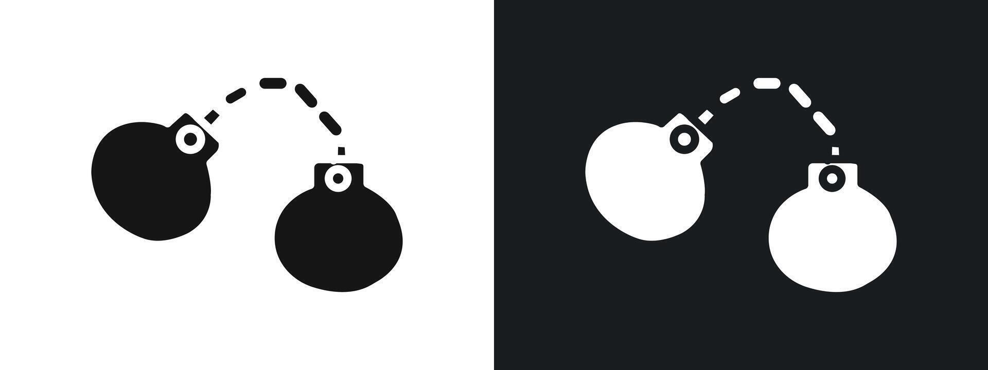 Handcuffs icon linear graphics set in black vector