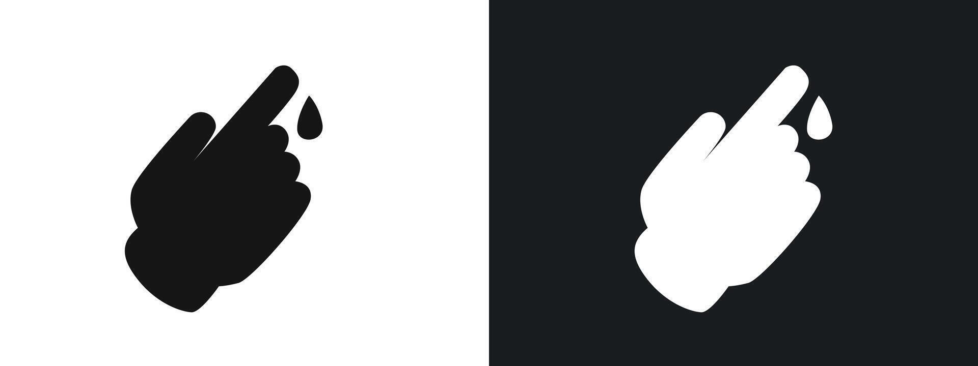 Hand with blood drop icon linear graphics set in black vector