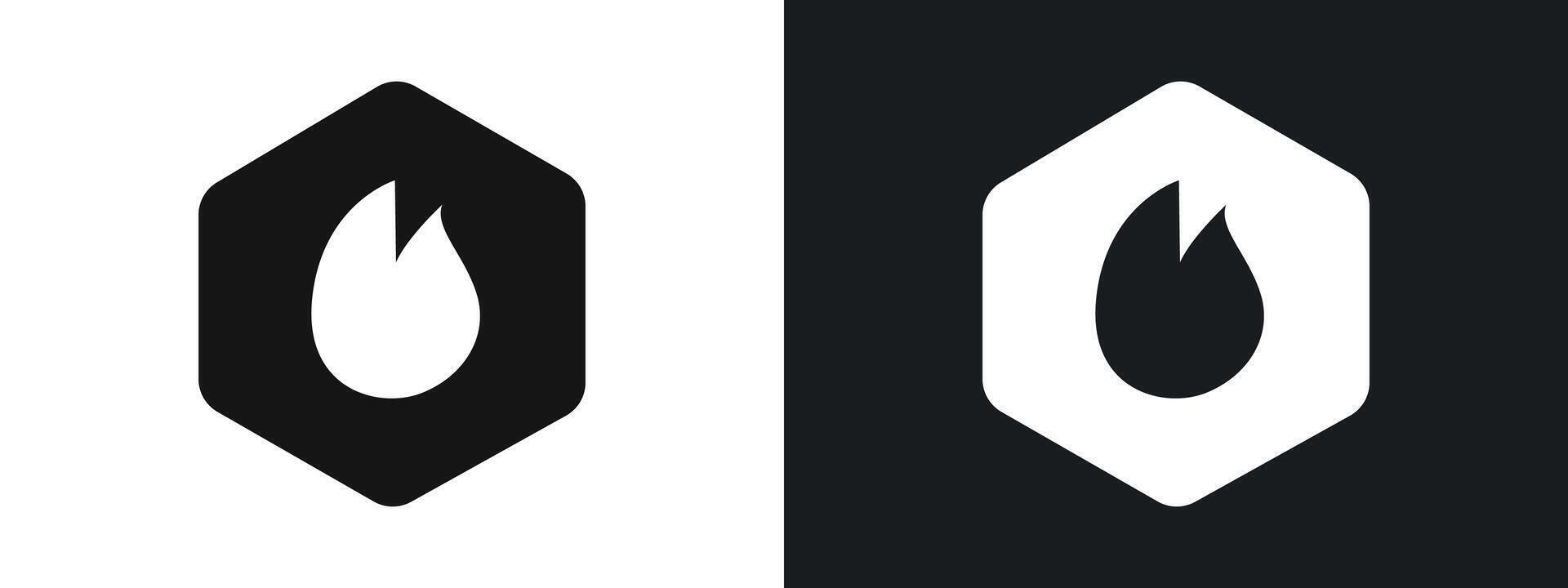 Hot Icon linear graphics set in black vector