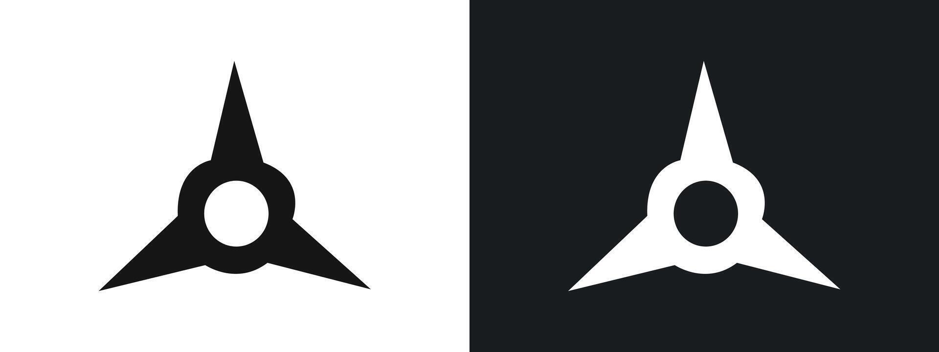 Japanese ninja shuriken icon linear graphics set in black vector