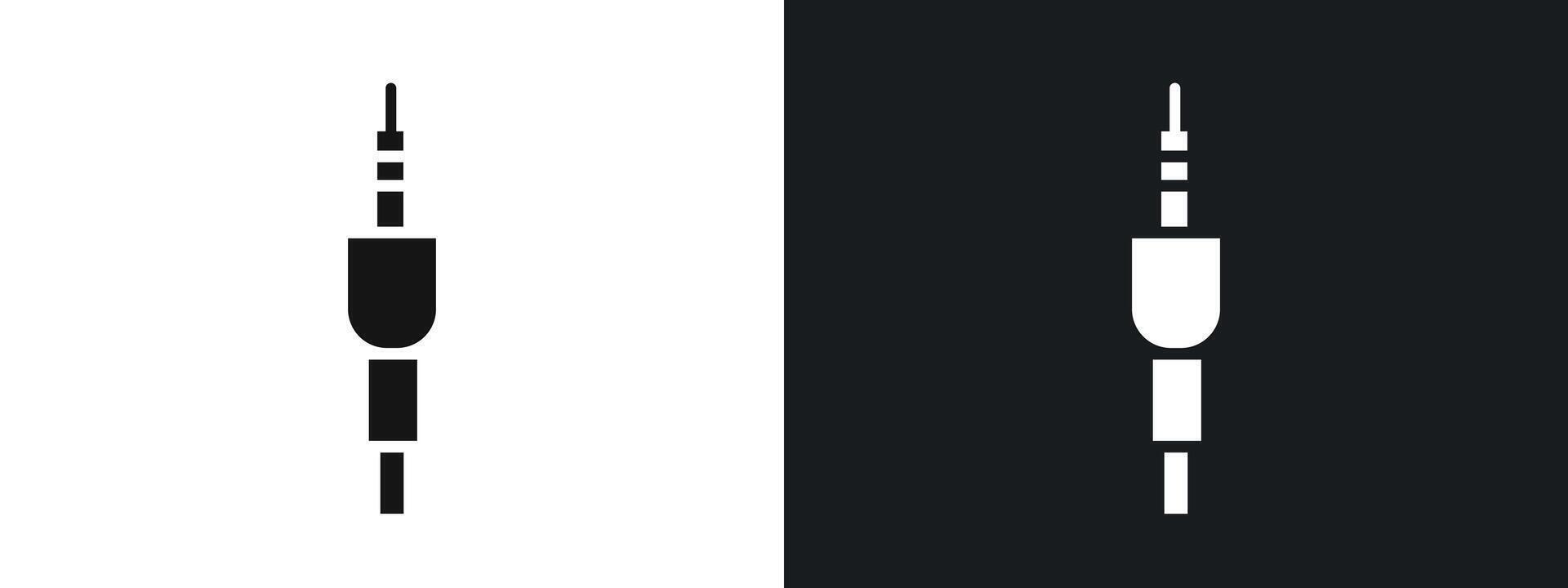 Jack cable icon linear graphics set in black vector