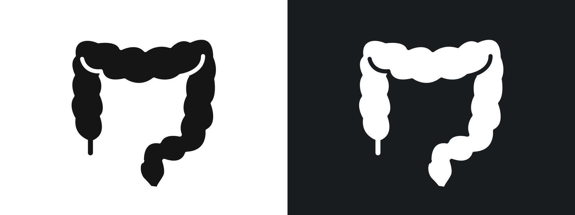 Large intestine icon linear graphics set in black vector