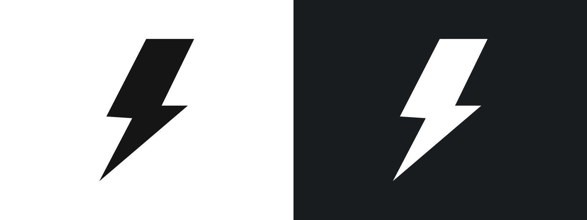 lightning bolt icon linear graphics set in black vector