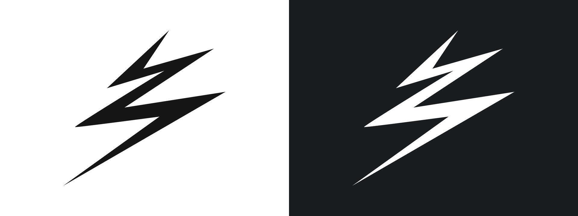 Lightning power charge icon linear graphics set in black vector