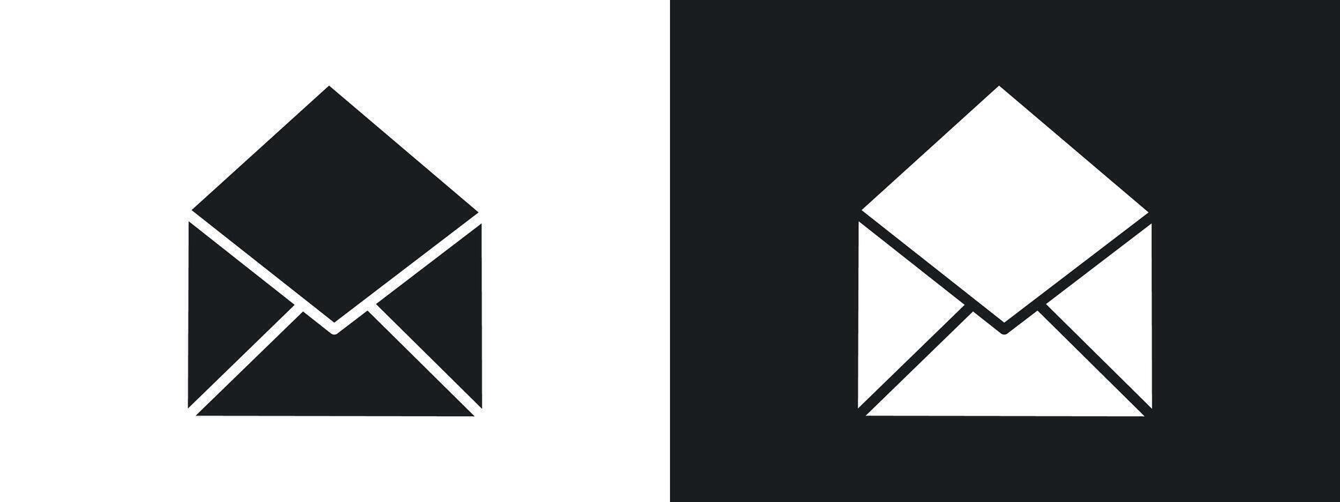 Mail msg icon linear graphics set in black vector