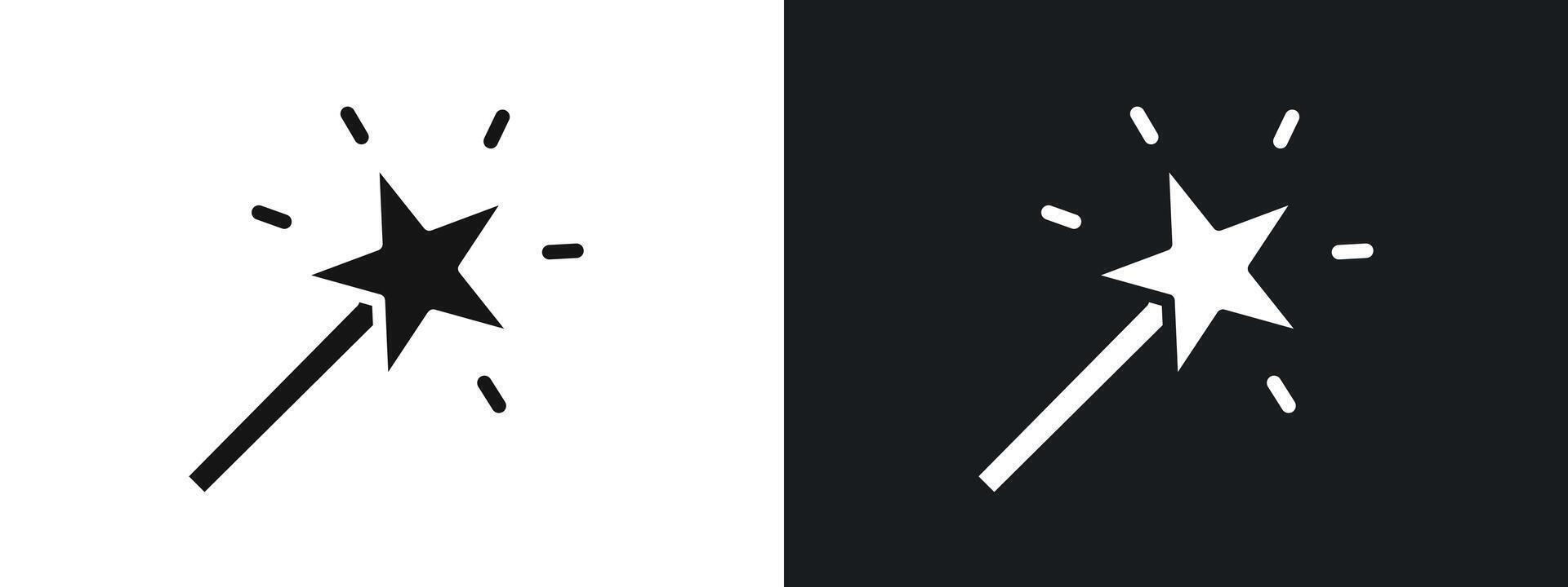 magic wand icon linear graphics set in black vector