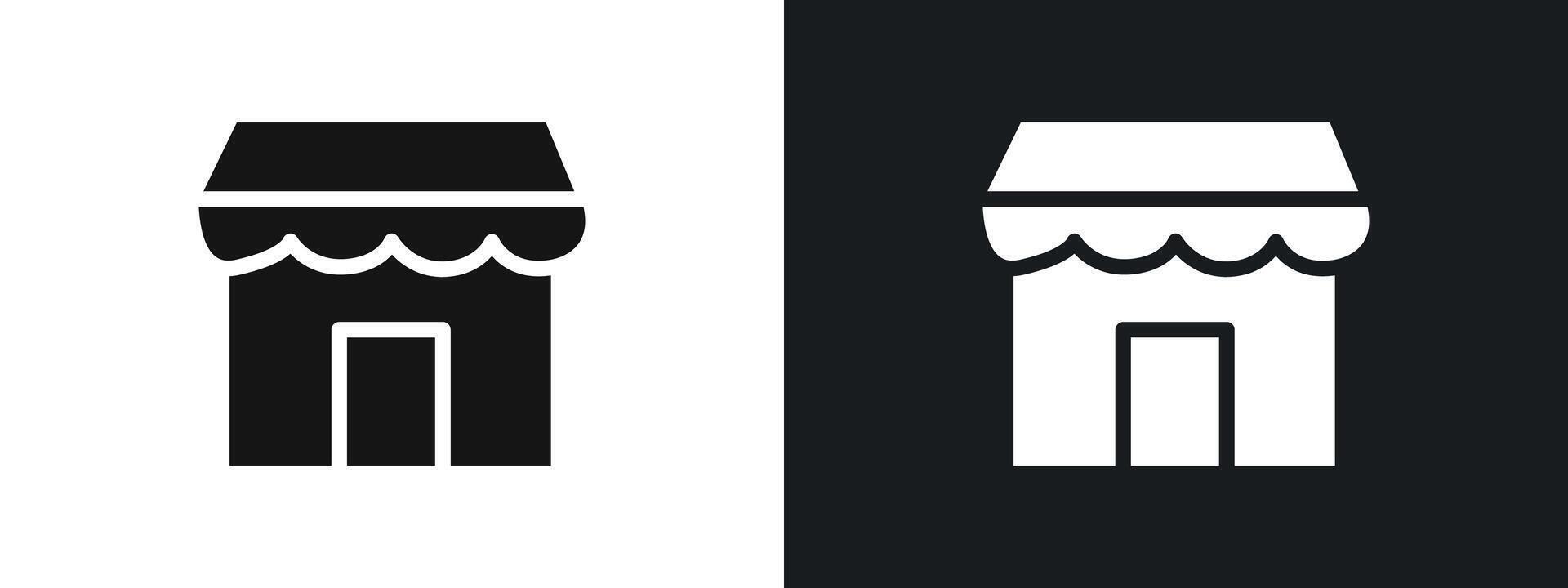 Marketplace icon linear graphics set in black vector
