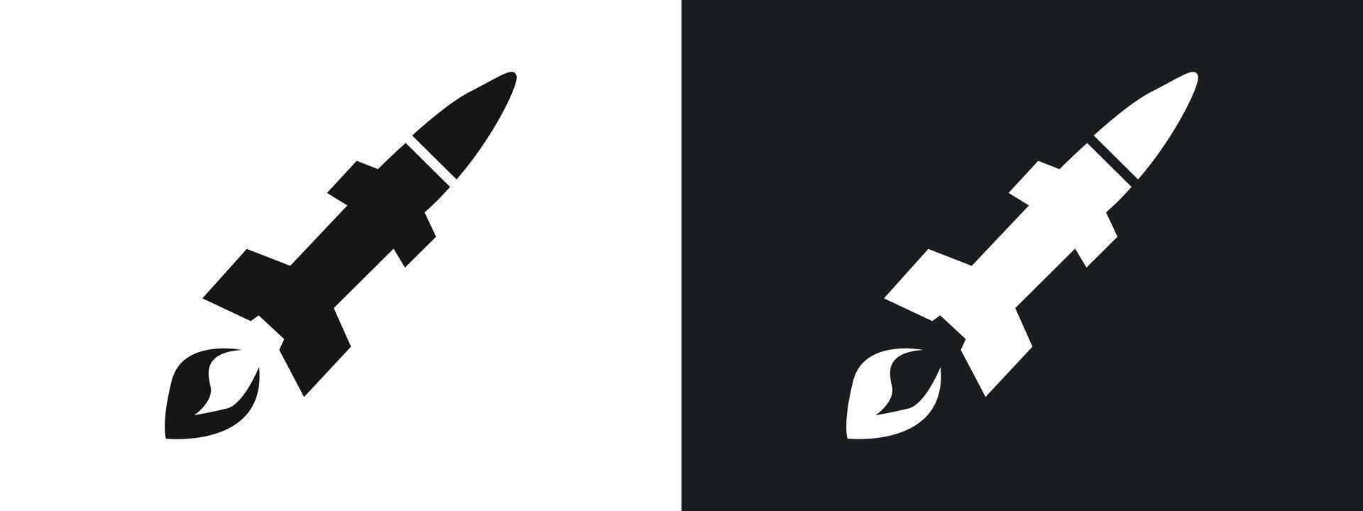 Missile Launcher icon linear graphics set in black vector
