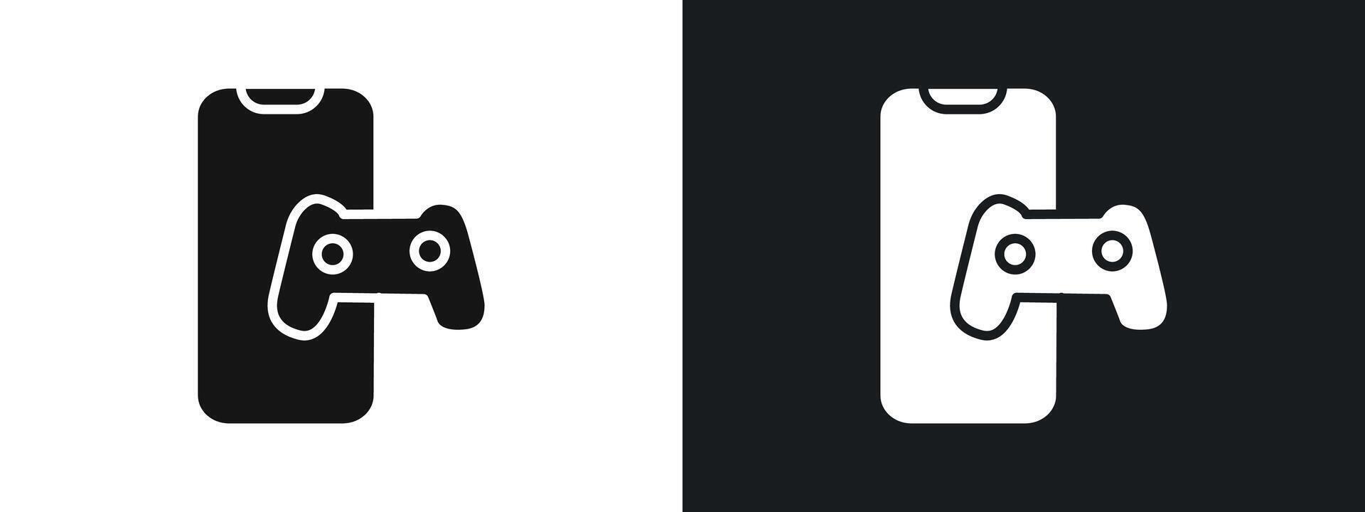 mobile phone game icon linear graphics set in black vector