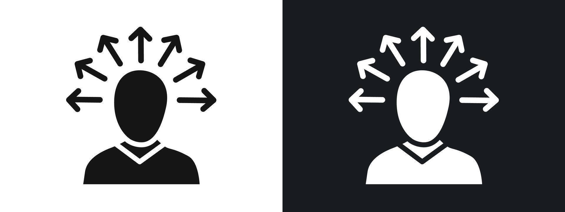 Mind awareness icon linear graphics set in black vector
