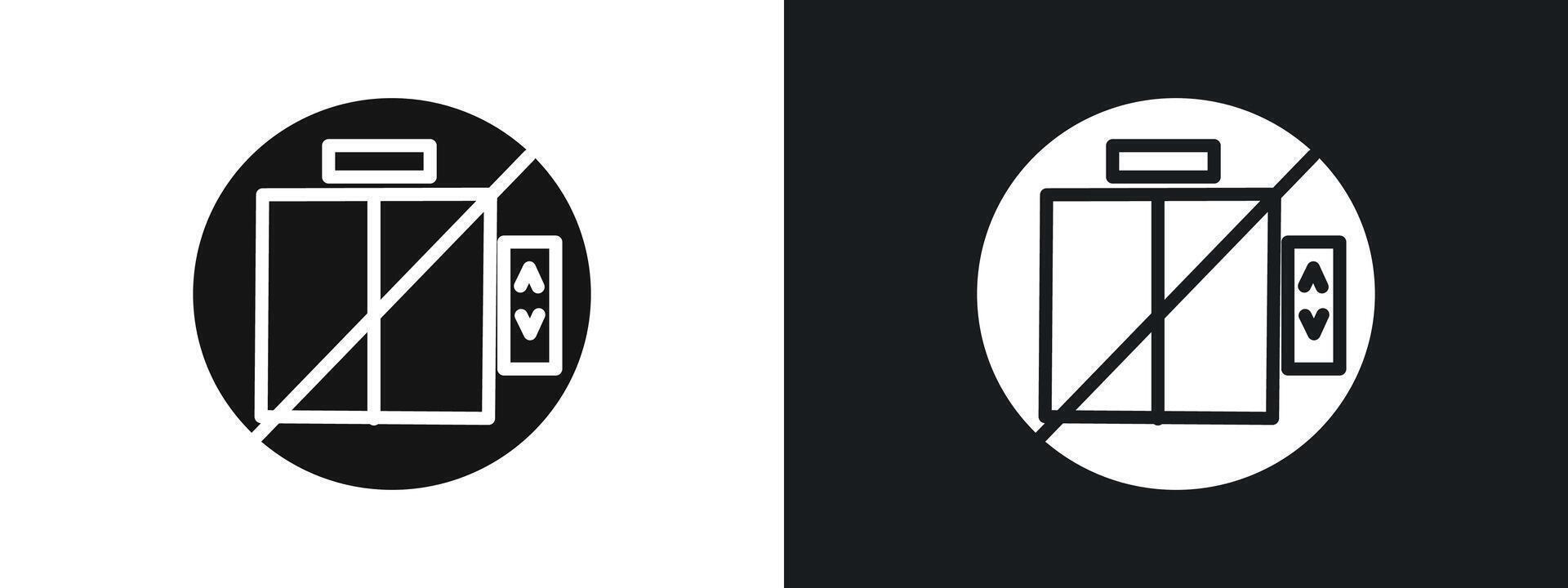 No Elevator Sign icon linear graphics set in black vector