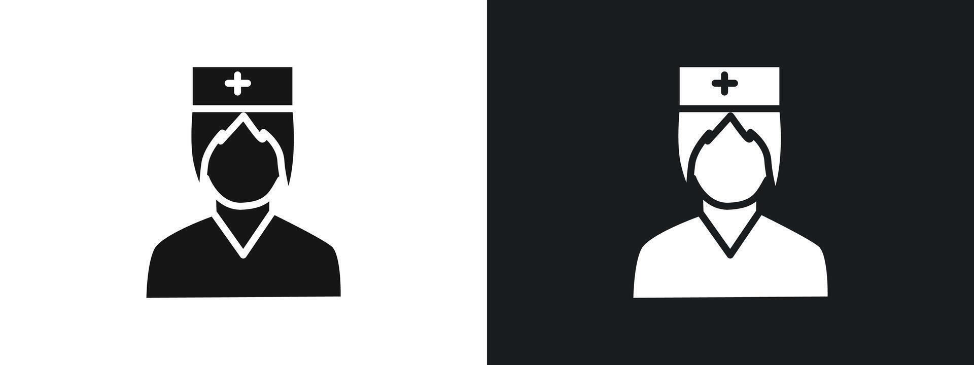 nurse icon linear graphics set in black vector