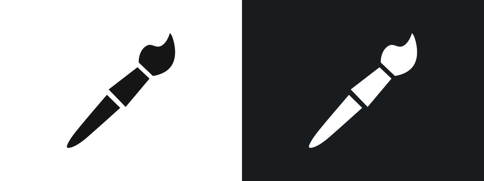 Paint brush icon linear graphics set in black vector