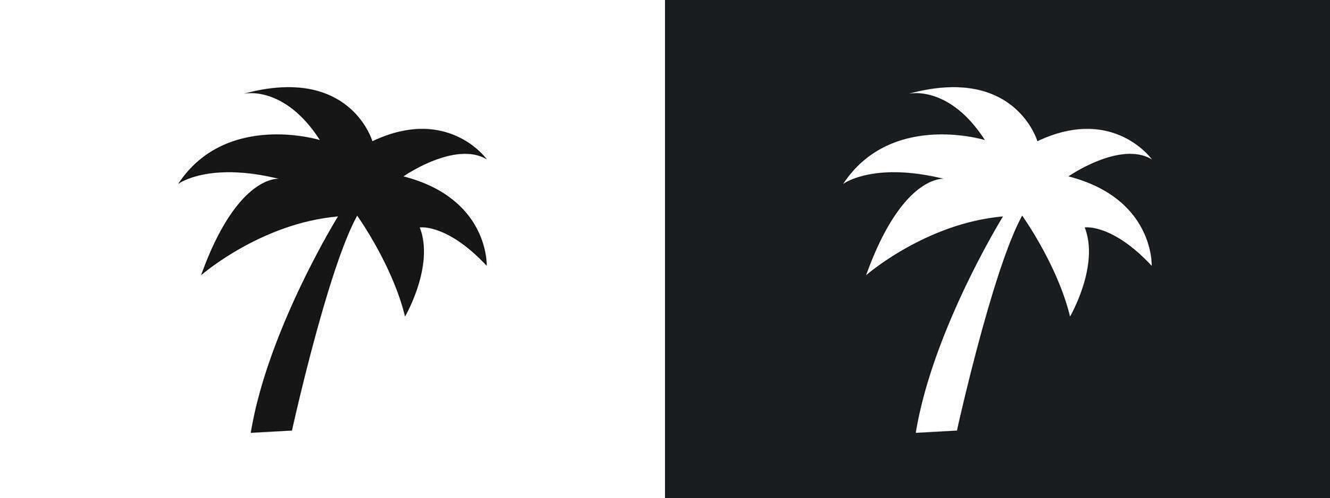Palm tree icon linear graphics set in black vector