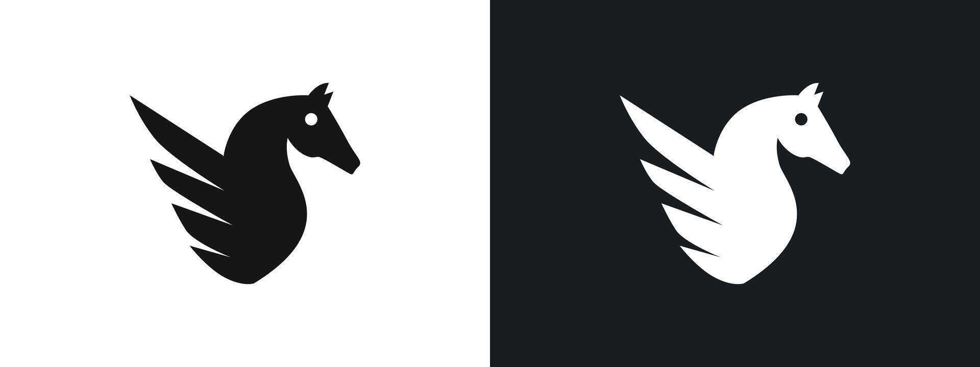 Pegasus icon linear graphics set in black vector