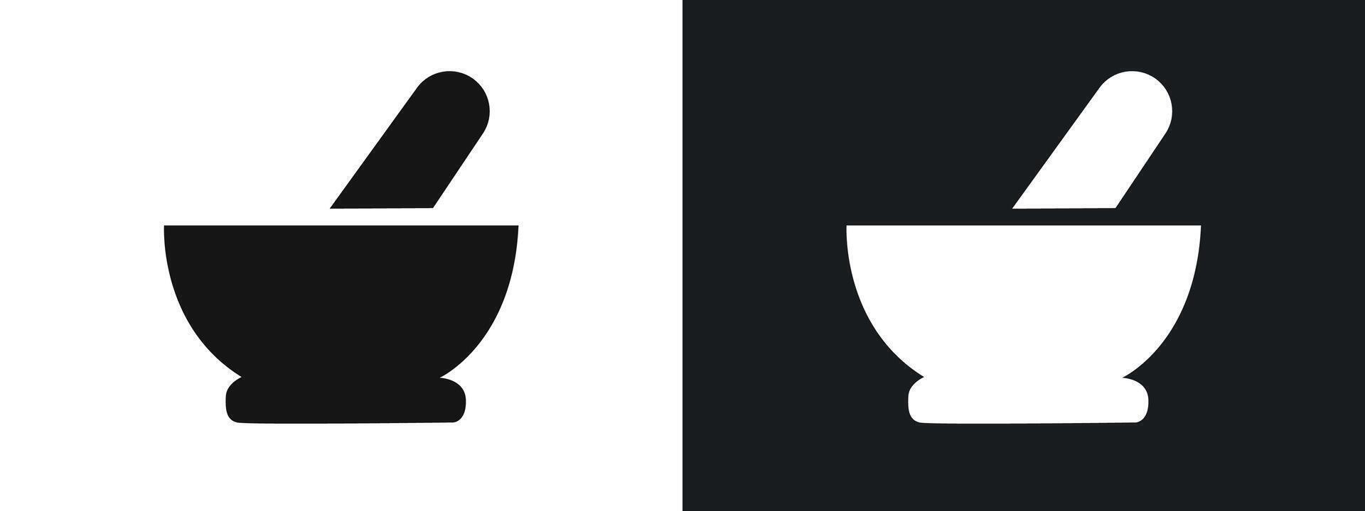 pestle and mortar icon linear graphics set in black vector