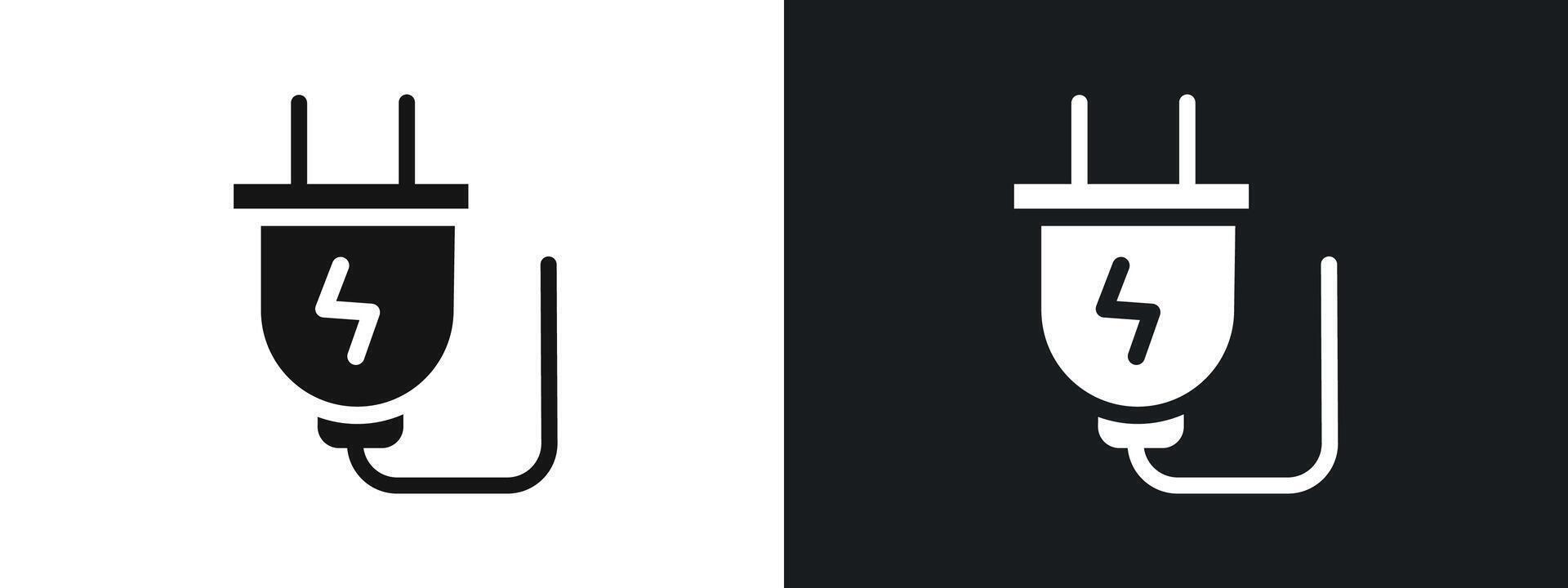 Plug icon linear graphics set in black vector