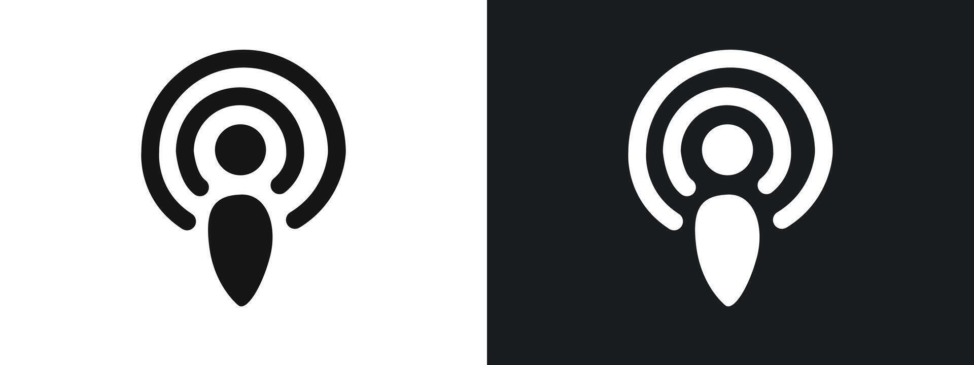 Podcast Icon linear graphics set in black vector