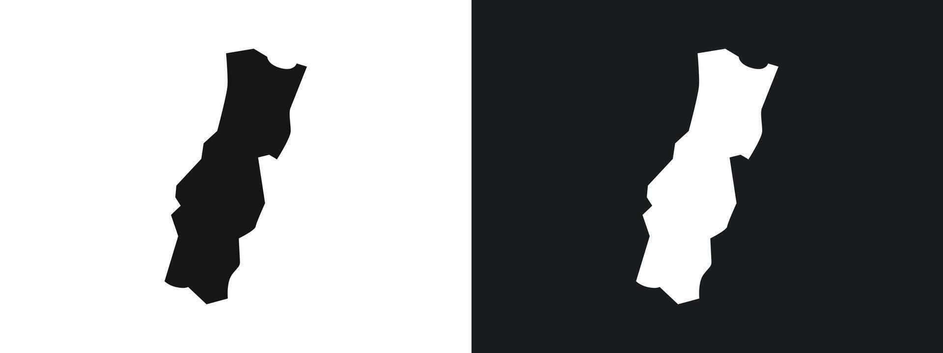 Portugal map icon linear graphics set in black vector
