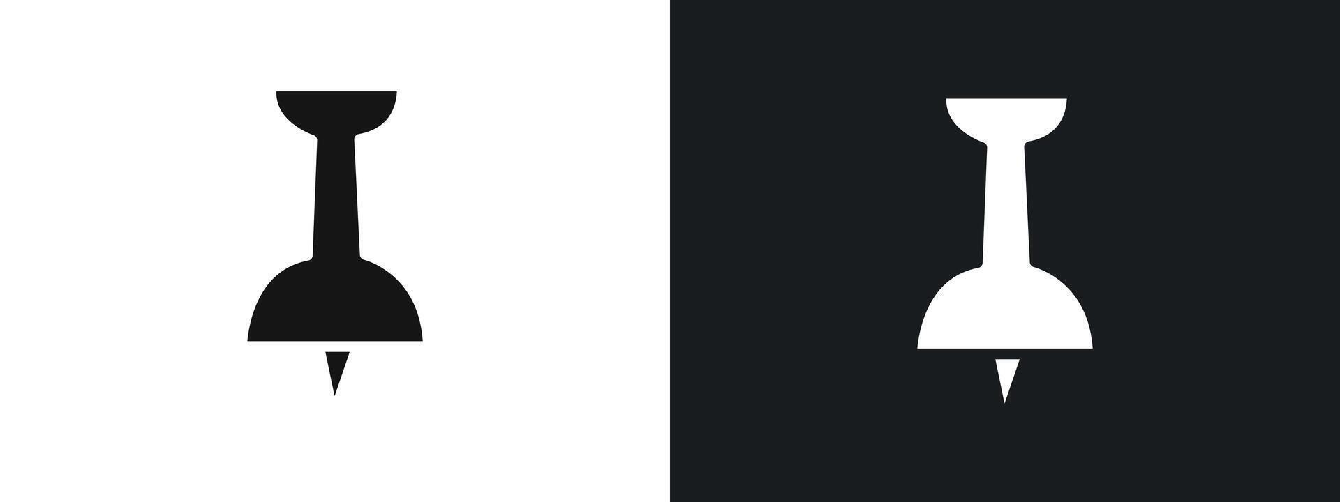Push pin icon linear graphics set in black vector