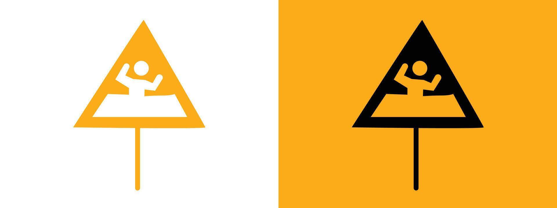 Quicksand and Mud Danger Sign icon linear graphics set in black vector