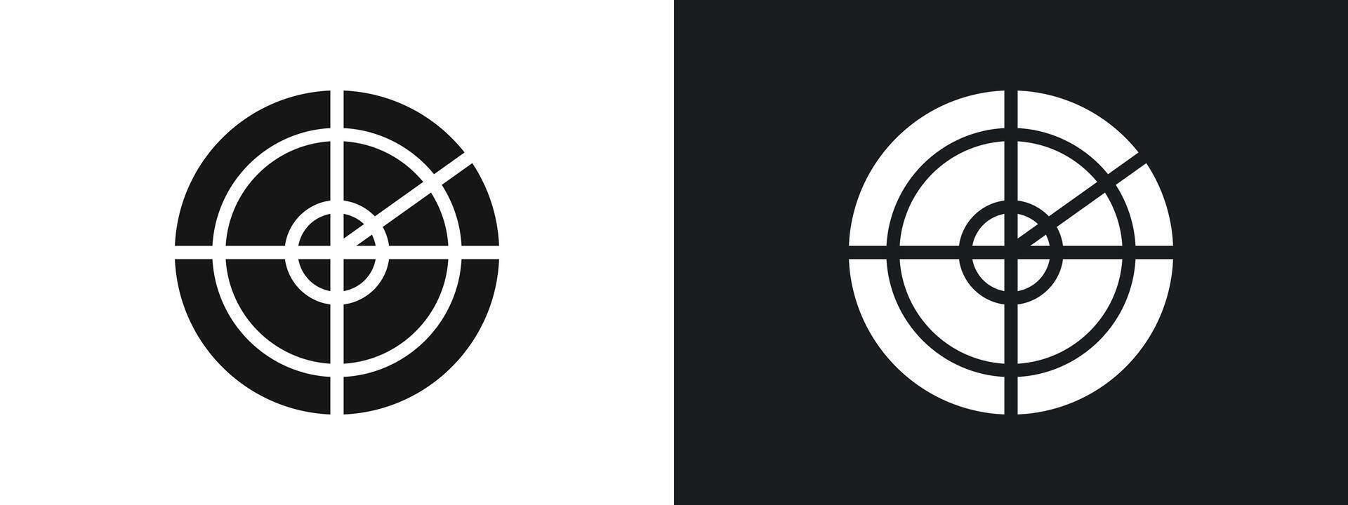 radar detection icon linear graphics set in black vector