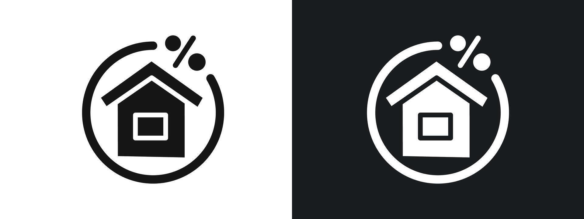 Rate for mortgage icon linear graphics set in black vector