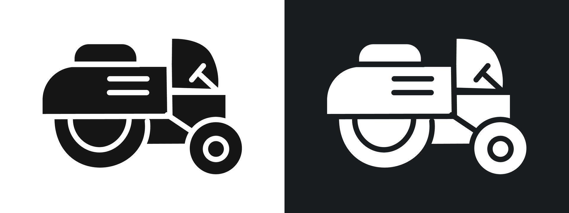 Road roller icon linear graphics set in black vector