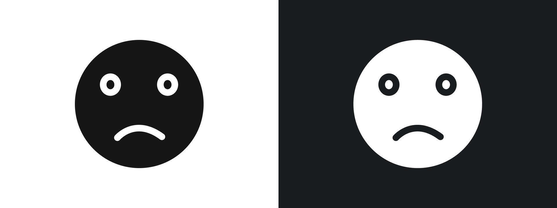 sad icon linear graphics set in black vector