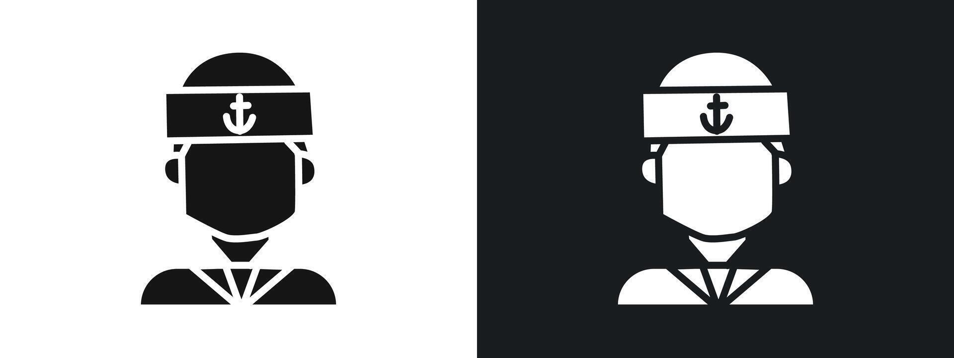 Sailor icon linear graphics set in black vector