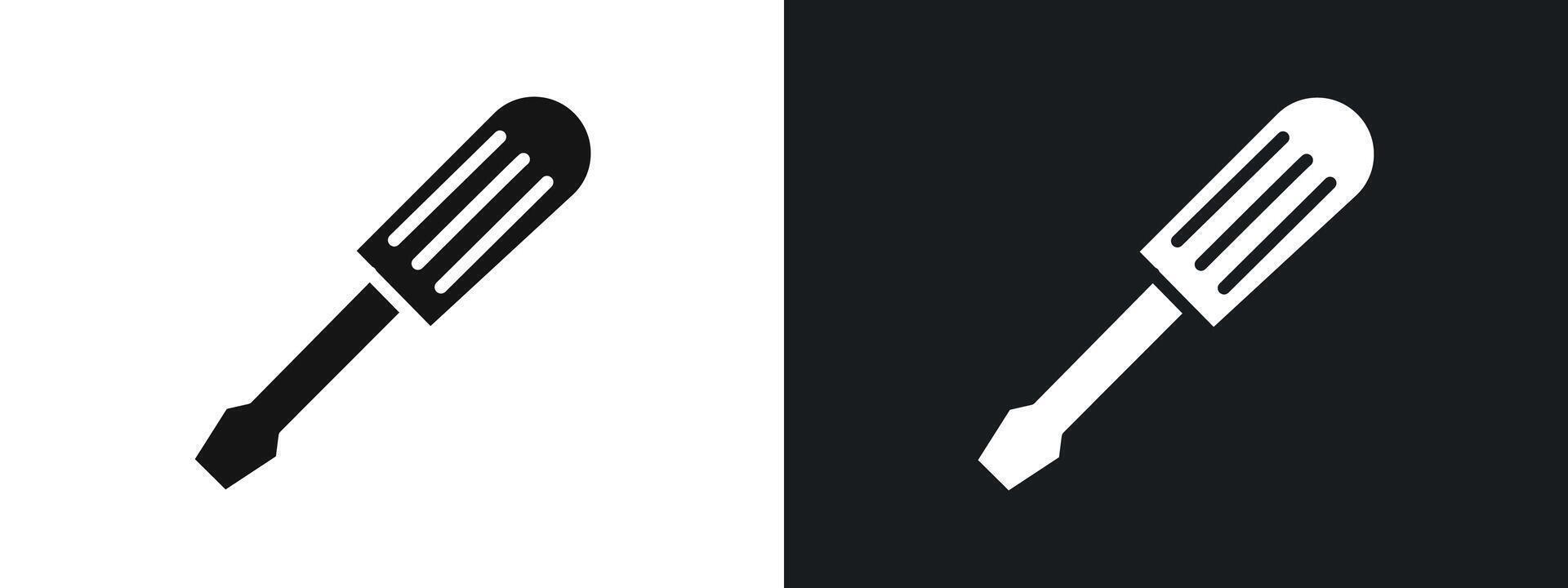 Screwdriver icon linear graphics set in black vector
