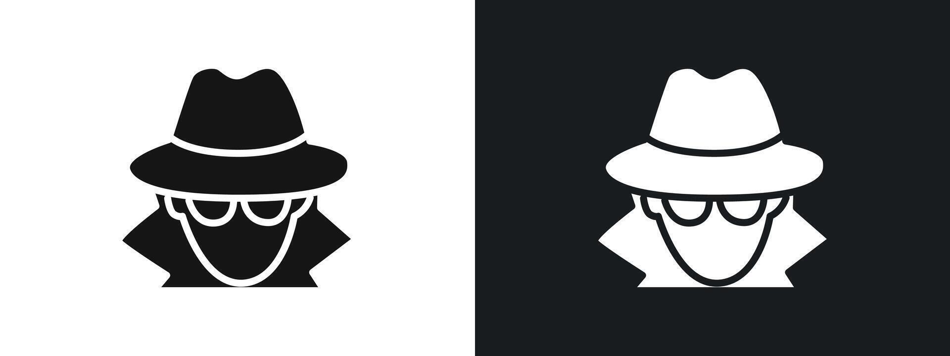 Secret agent icon linear graphics set in black vector