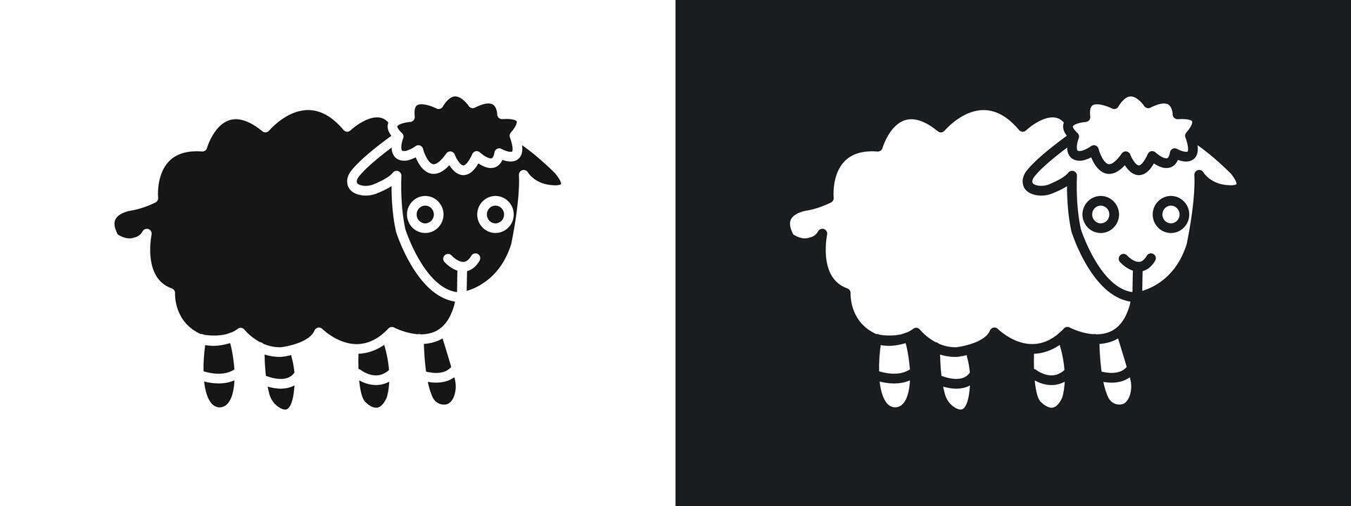 sheep icon linear graphics set in black vector