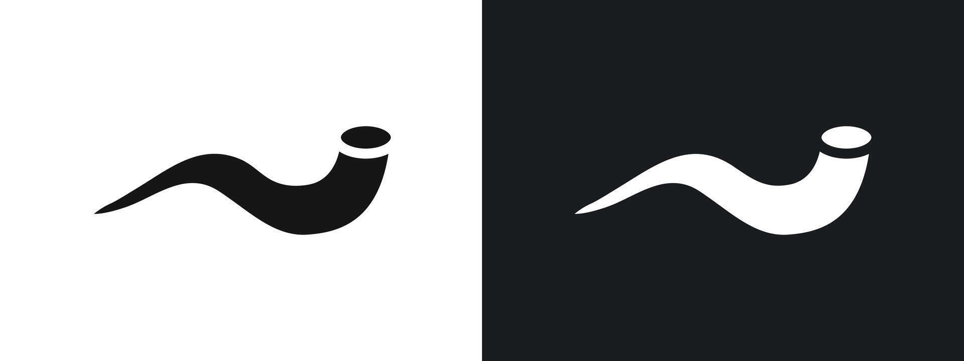 Shofar icon linear graphics set in black vector