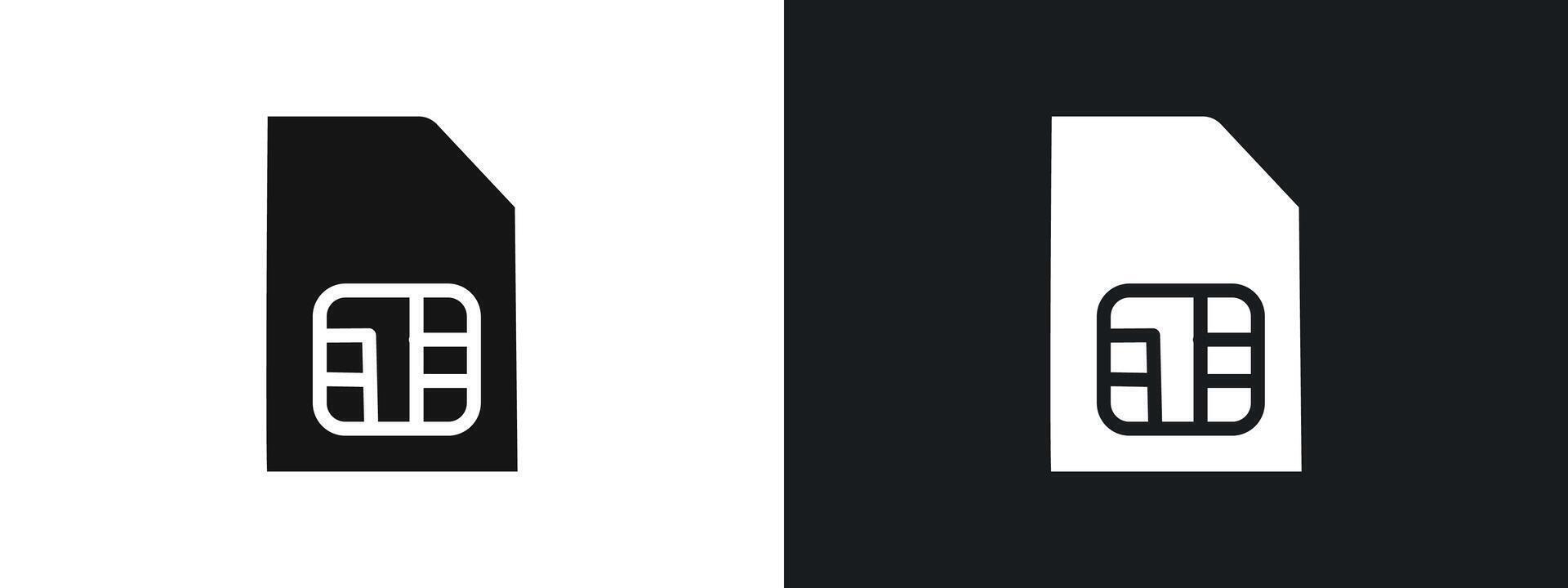 sim card icon linear graphics set in black vector