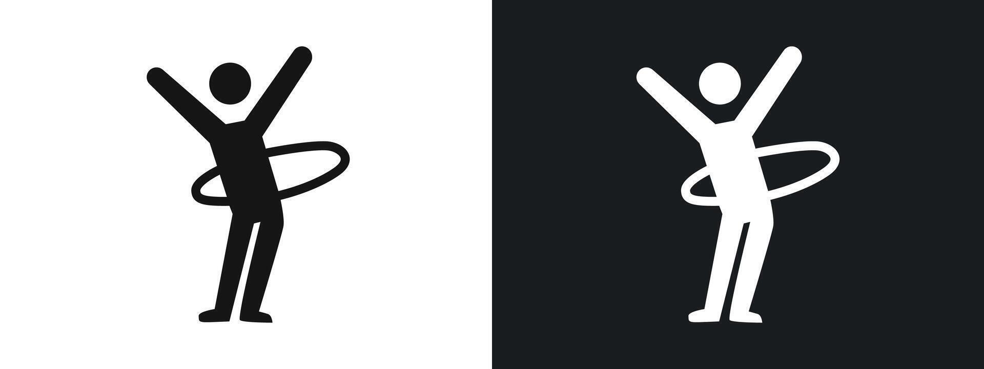 stick man hoop icon linear graphics set in black vector